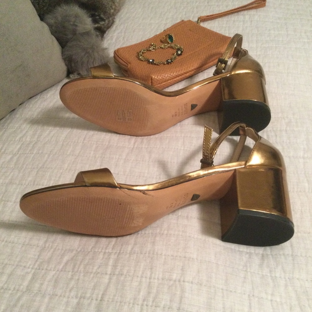 SCHUTZ Chimes bronze Block Heel Sandals 8.5 - Picture 10 of 16